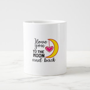 Cute I Love You To The Moon And Back Playful Love  Large Coffee Mug