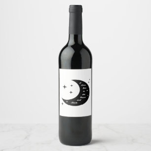 Cute I Love You To The Moon And Back Whimsical Sty Wine Label