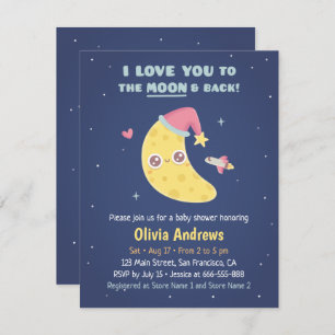 Cute I Love You to the Moon & Back Baby Shower Invitation