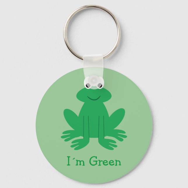 Cute "I´m Green" Cartoon Frog Key Ring (Front)