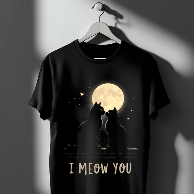 Cute 'I Meow You' Pun Black Cats in Love T-Shirt (Creator Uploaded)