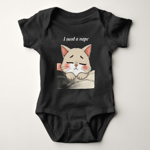 Cute I Need a Nap Sleeping Cat Kawaii Art Baby Bodysuit
