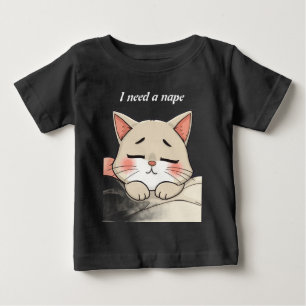 Cute I Need a Nap Sleeping Cat Kawaii Art Baby T-Shirt