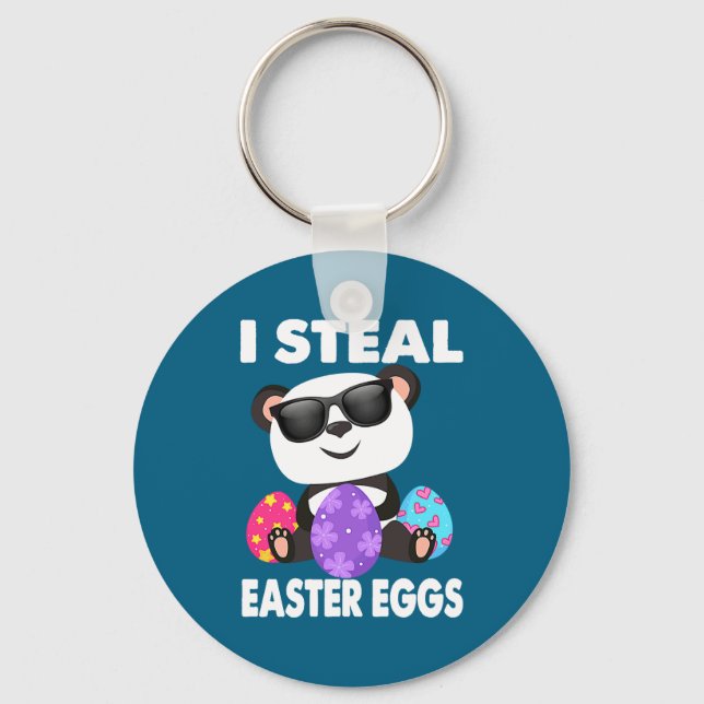Cute I Panda Steal Easter Eggs Egg Key Ring (Front)