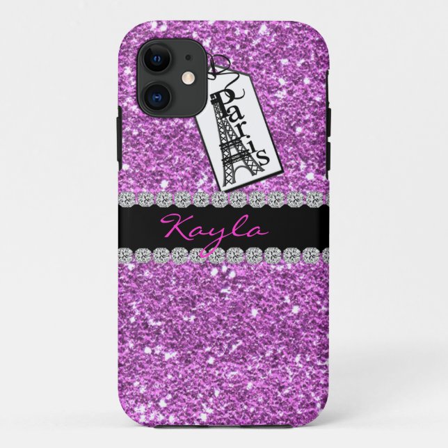 CUTE I PHONE 5 CASE THINK  PINK BLING PARIS THEME (Back)