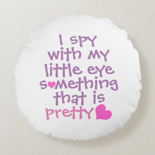 Cute *I Spy* Pink Round Cushion
