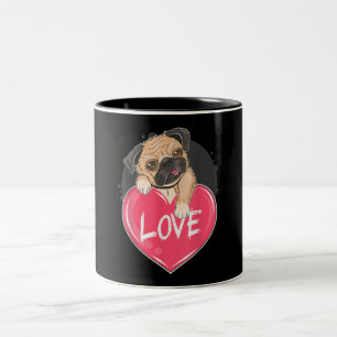 Cute I Steal Hearts Pug   Valentine Day Gift Two-Tone Coffee Mug