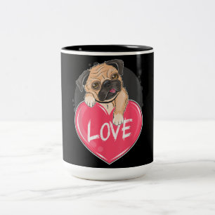 Cute I Steal Hearts Pug Valentine Day Gift Two-Tone Coffee Mug