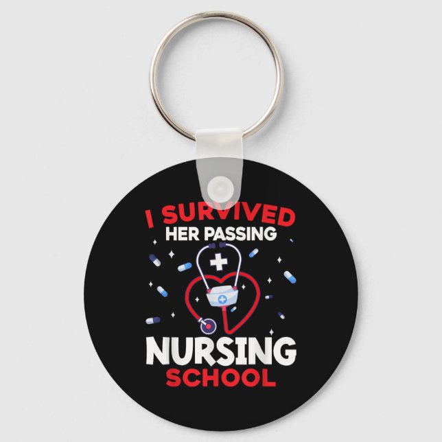 Cute I Survived Her Ping Nursing School Graduation Key Ring (Front)