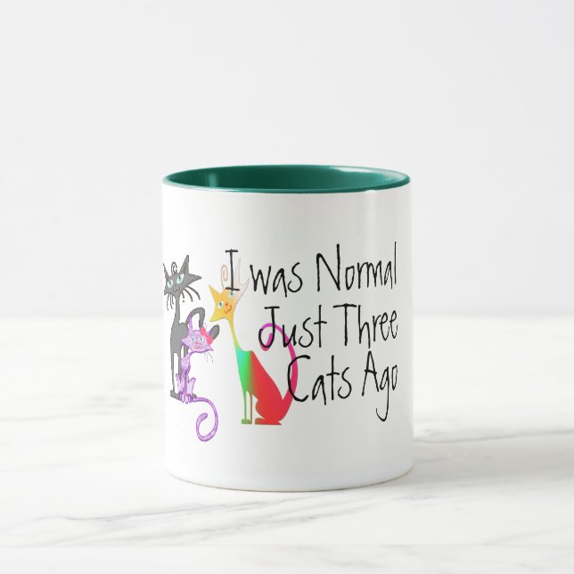 cute i was normal three cats ago cat mum pet lover mug (Center)