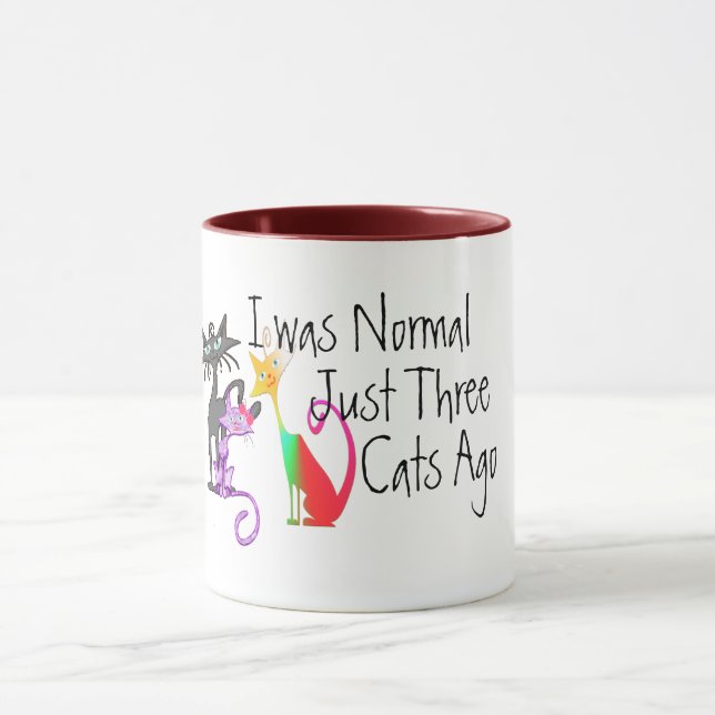 cute i was normal three cats ago funny cat mum mug (Center)