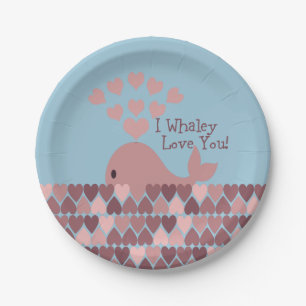 Cute I whaley Love You! design Paper Plate