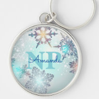 Cute Ice Blue Snowflake Personalised Name NP Nurse