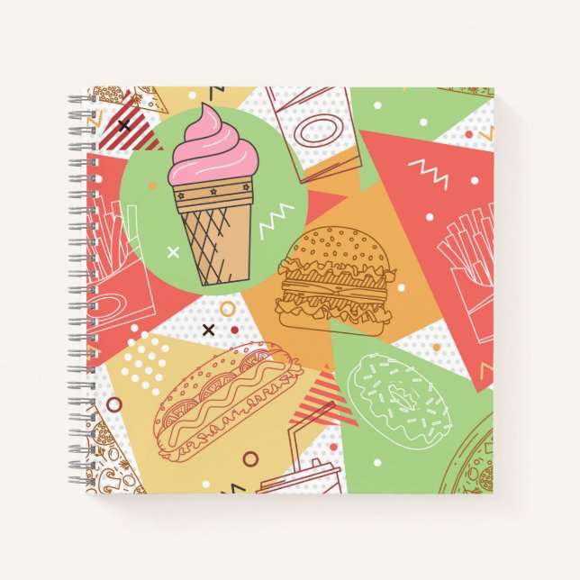 Cute Ice cream Abstract pattern for kids pink Notebook (Front)