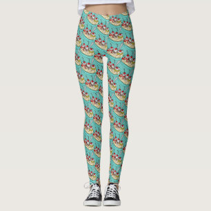 Cute Ice Cream Banana Split   Leggings