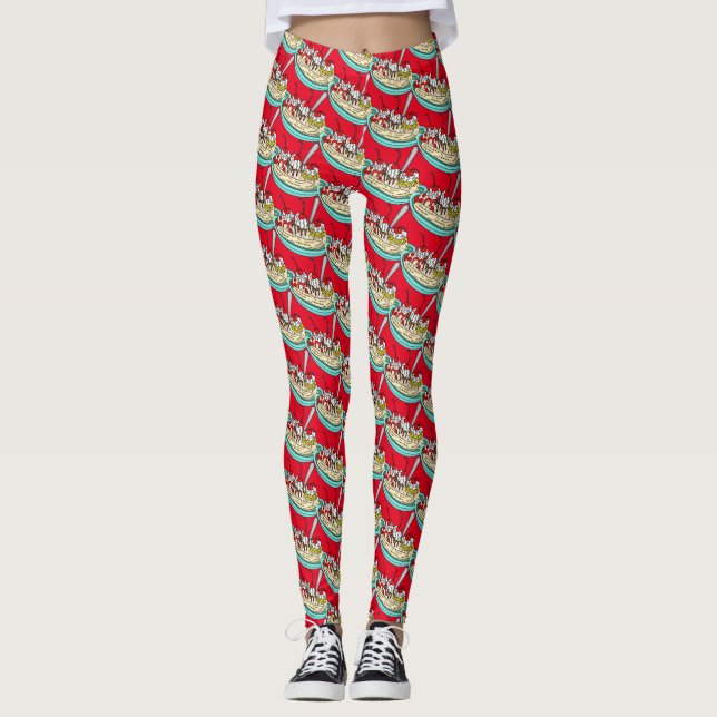 Cute Ice Cream Banana Split   Leggings (Front)