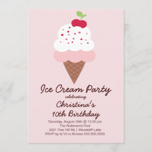 Cute Ice Cream Birthday Party Invitation