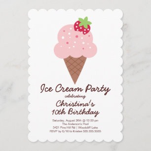 Cute Ice Cream Birthday Party Invitation