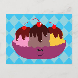Cute Ice Cream Bowl Postcard