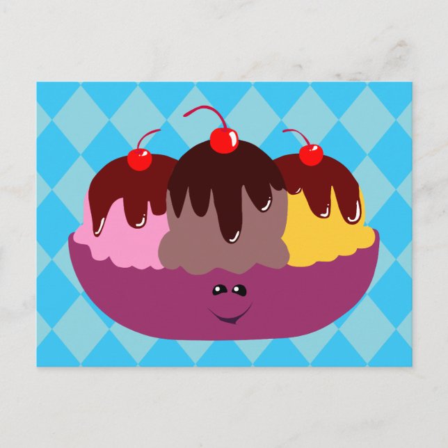 Cute Ice Cream Bowl Postcard (Front)