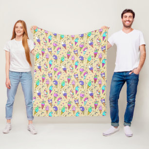 cute ice-cream can unicorn pattern fleece blanket