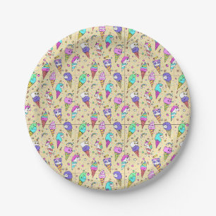 cute ice-cream can unicorn pattern paper plate