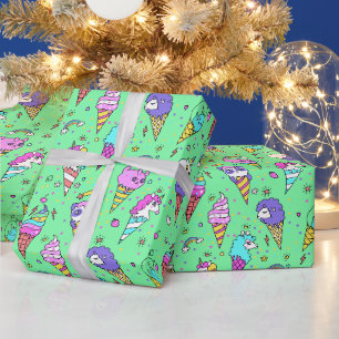 cute ice-cream can unicorn pattern wrapping paper