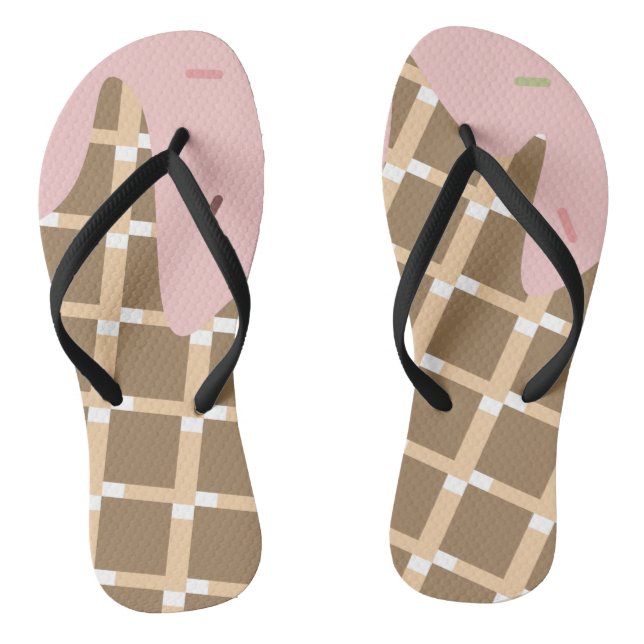 Cute Ice Cream Cone and Dripping Sprinkles Pattern Thongs (Footbed)