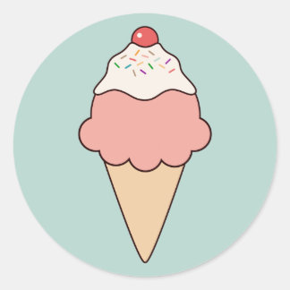 Cute Ice Cream Cone Classic Round Sticker
