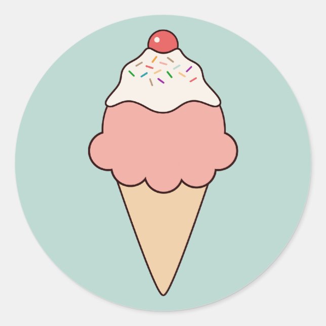 Cute Ice Cream Cone Classic Round Sticker (Front)