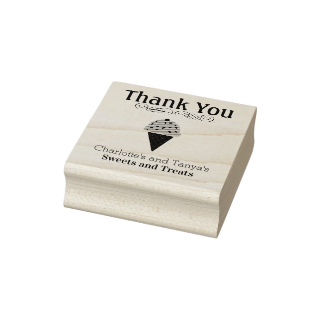 Cute Ice Cream Cone Logo Thank You Business Rubber Stamp (Stamp)