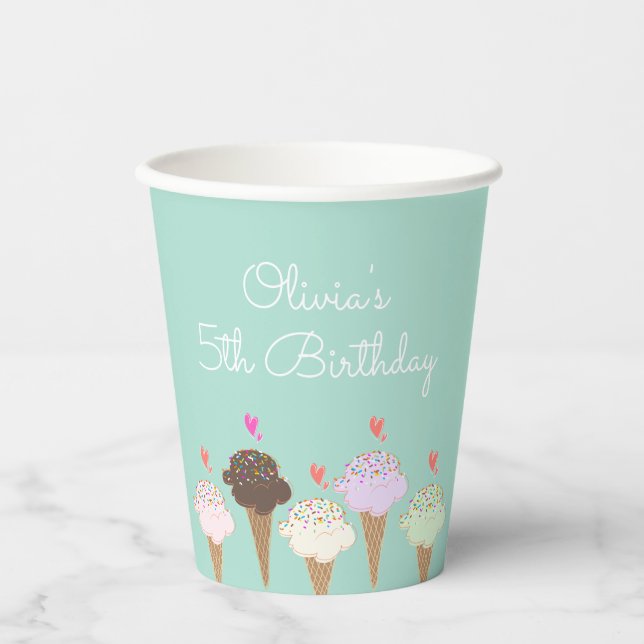 Cute Ice Cream Cone   Paper Cups (Front)