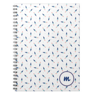 Cute Ice Cream Cone Pattern Personalised Monogram Notebook