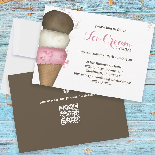 Cute Ice Cream Cone Social Invitation (Creator Uploaded)