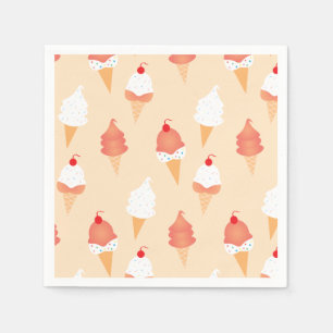 Cute Ice Cream Cone Sprinkles And Cherry Pattern Napkin