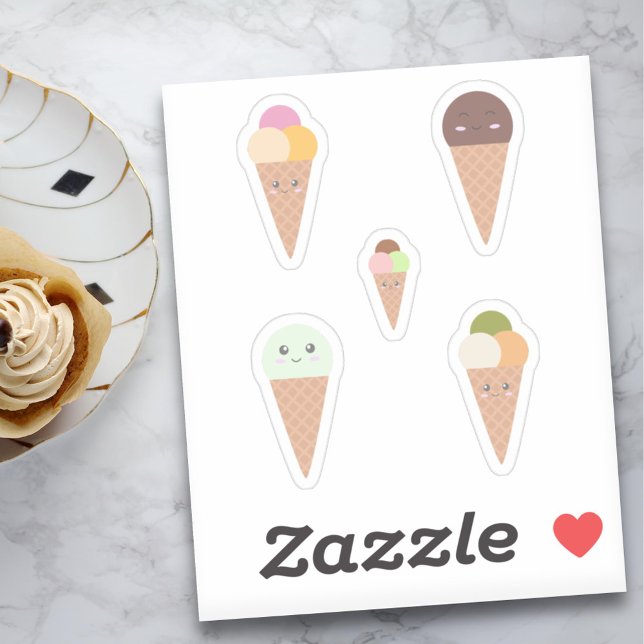 Cute Ice Cream Cone Stickers Set (Cute Ice Cream Cone Stickers Set)