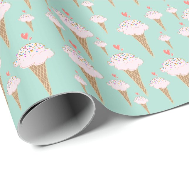 Cute Ice Cream Cone  Wrapping Paper (Roll Corner)