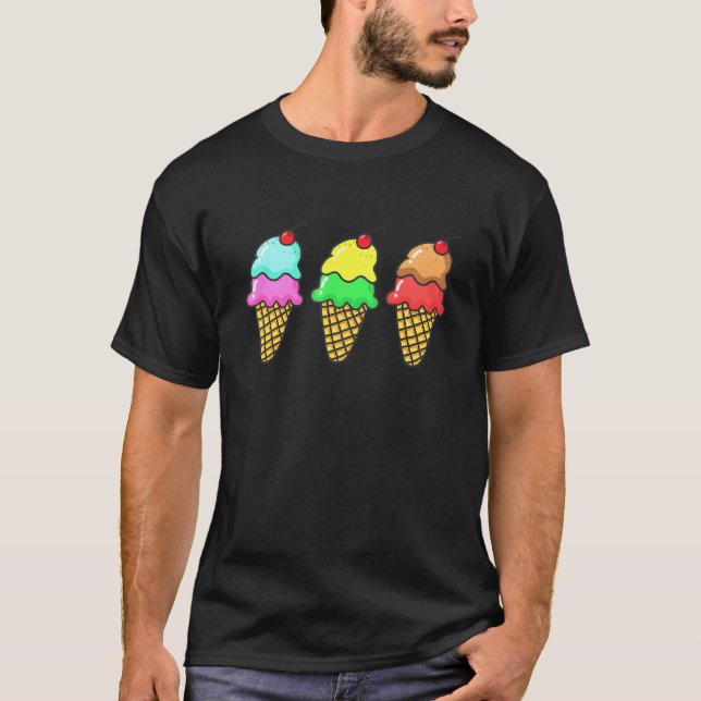 Cute Ice Cream Dessert Food T-Shirt (Front)
