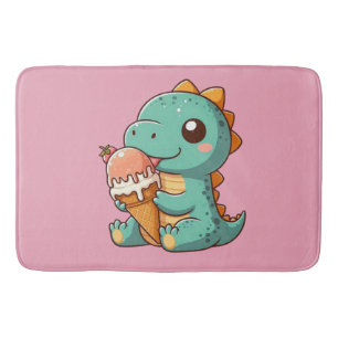 Cute ice cream eating dino bath mat