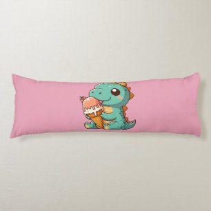 Cute ice cream eating dino body cushion