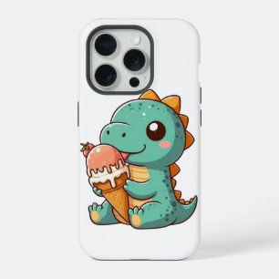 Cute ice cream eating dino iPhone 15 pro case