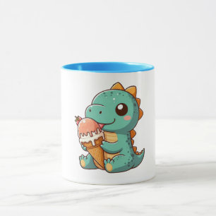 Cute ice cream eating dino mug