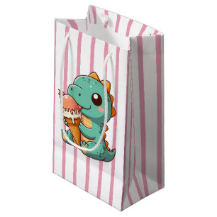Cute ice cream eating dino small gift bag