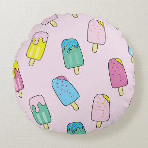 Cute ice cream: fruit pattern. round cushion