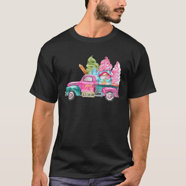 Cute Ice-Cream Gnomes Truck Funny Summer Lovers Gi T-Shirt (Front)