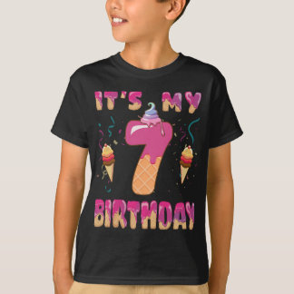 Cute Ice Cream It's my 7th Birthday Sweetie 7 yrs  T-Shirt