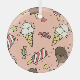 Cute Ice Cream & Lollipops: Seamless Glass Tree Decoration