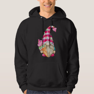 Cute Ice Cream Lover Gnome For Women With Pink Buf Hoodie