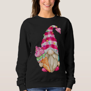 Cute Ice Cream Lover Gnome For Women With Pink Buf Sweatshirt