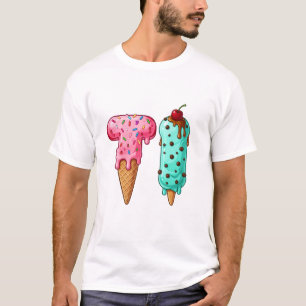 Cute ice cream monogram Sweet Ice Cream Letter T T-Shirt